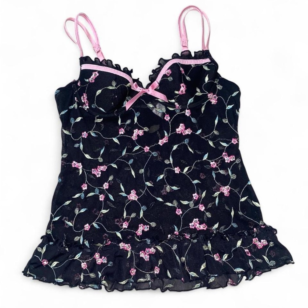 Y2K Rampage Floral Embroidered Babydoll Top